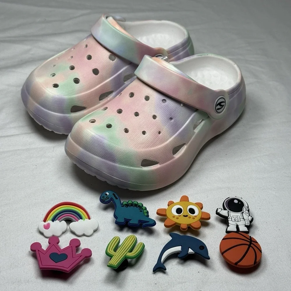 Girls Pastel Tie Dye‎ Clogs Toddler US 8 EU 24 Slip On Sandals Comfort